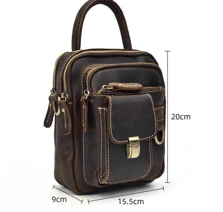 Men's Multi-functional Leather One-shoulder Crossbody Waist Bag - Image 8