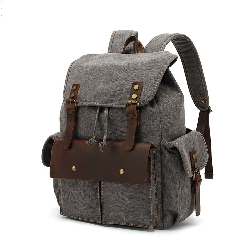 Retro Wear Resistant Canvas Backpack - Image 6