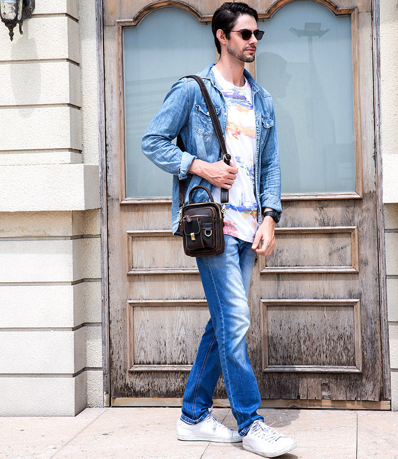 Men's Multi-functional Leather One-shoulder Crossbody Waist Bag - Image 3