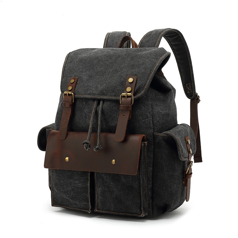 Retro Wear Resistant Canvas Backpack - Image 4